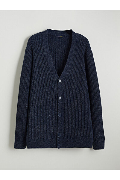 LC Waikiki سترة تريكو رجالية ذات رقبة على شكل حرف V باللون الأزرق الداكن