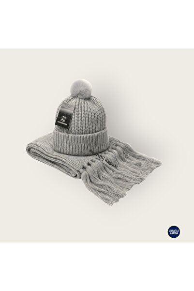 Mustran Syt Premium Stylish Pom-Pom Women's Scarf and Beanie Set | Wool Textured Thick Knitted Winter Suit