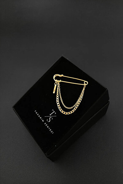 Tasarım Sentezi Broş Metal Rozet Çengelli iğne Zincirli Kancalı Yaka iğnesi Gold Kıyafet Çanta Takı Aksesuar Hediye