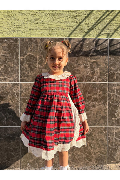 Minizade Rochie pentru fetiță cu mâneci lungi cu detaliu din guipură, petrecere de aniversare, nuntă, ocazie specială, rochie de seară, rochie pentru fetiță