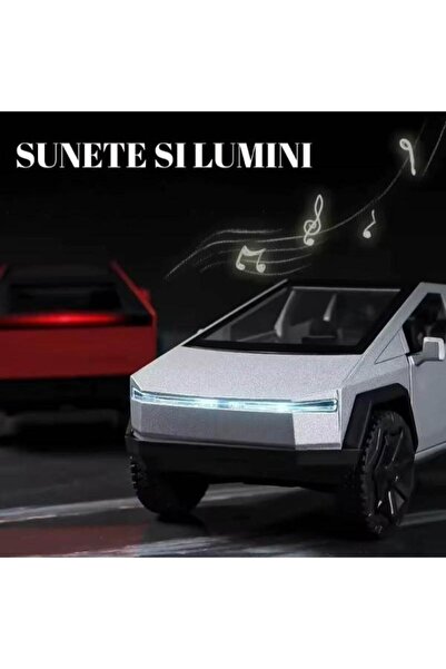 OEM Tesla Cybertruck Metal Car, Sounds and Lights, Moving Doors, Pull-Back Function, 15cm, Gray