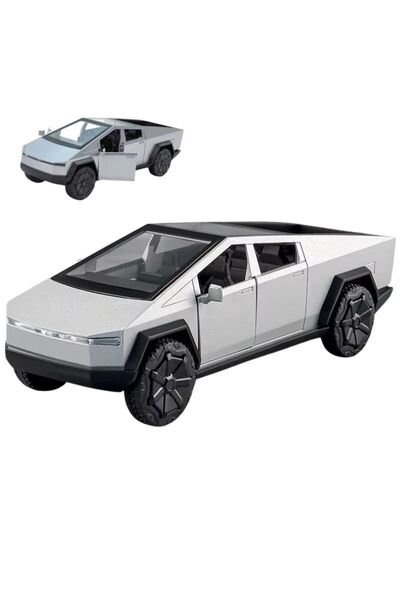 OEM Tesla Cybertruck Metal Car, Sounds and Lights, Moving Doors, Pull-Back Function, 15cm, Gray
