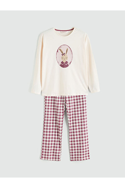 LC Waikiki Σετ γυναικεία πιτζάμα MG TRENDEN Red Crew Neck με τύπωμα