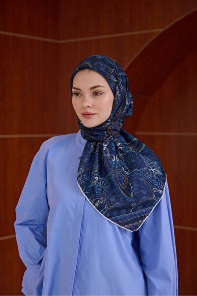 İpekhan Winter Bloom Soft Scarf 1243 Cobalt Blue