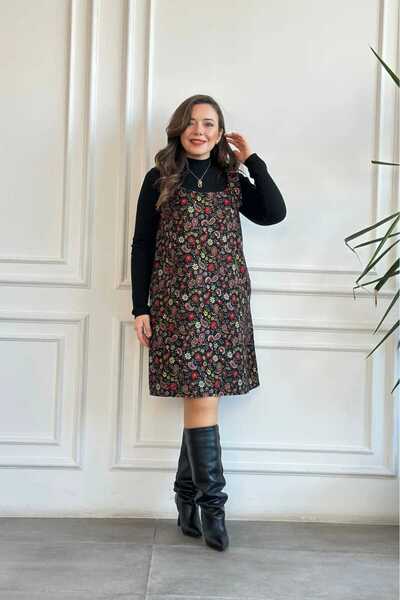 My-o Square Neck Salopet Jile Flannel Dress