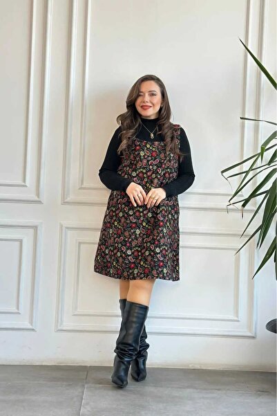 My-o Square Neck Salopet Jile Flannel Dress