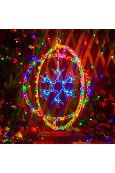 First Choice Decorațiune de Crăciun fulg de zăpadă 30 cm cu lumină LED multicoloră, ornament