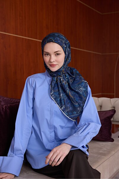 İpekhan Winter Bloom Soft Scarf 1243 Dark Blue