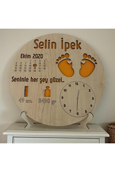 Pelince Newborn Name-Specific Birth Board |   Footprint Birth Gift with Stand...