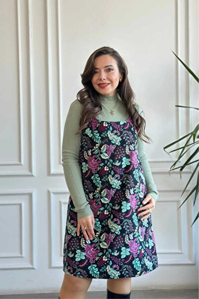 My-o Square Neck Salopet Jile Flannel Dress