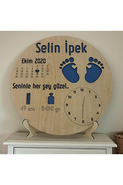 Pelince Newborn Name-Specific Birth Board |   Footprint Birth Gift with Stand...