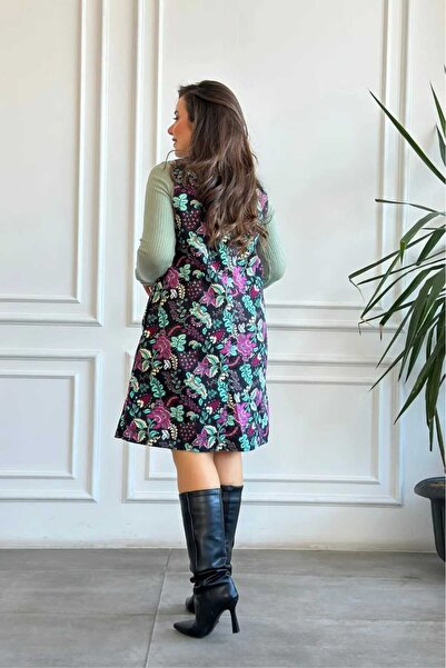 My-o Square Neck Salopet Jile Flannel Dress