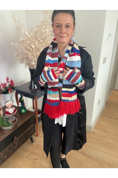 PURPLE'S BİR TUTAM MUTLULUK Handmade Design Scarf Glove Set / Gift