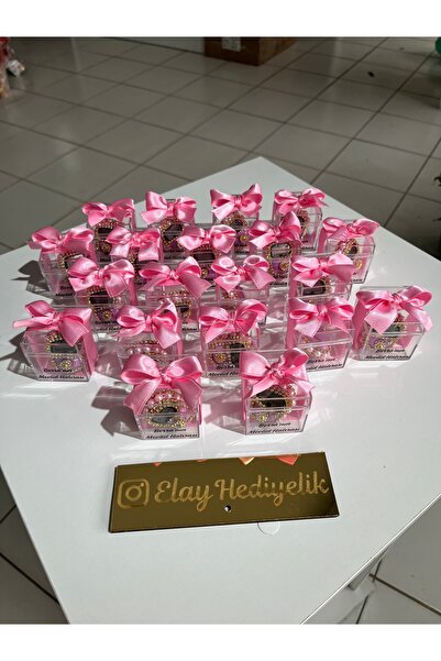 ELAY HEDİYELİK Kişiye Özel 20 Adet Kutulu Pembe Zikirmatik Bebek Mevlidi