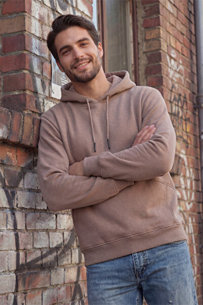 Veleno Brown Men's 3-Thread Side Pocket K Hooded Sweatshirt Puff Soft Fabric