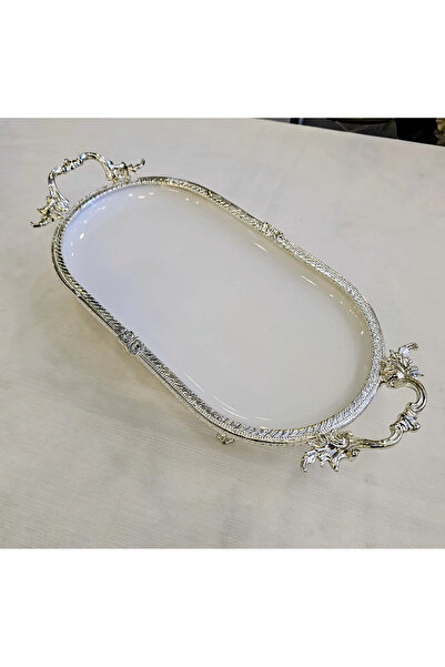 MaviDamla 1 Piece Oval Porcelain with Cast Edge Frame 25*15 Silver