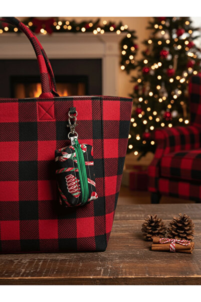 Ays Quilt حقيبة مفاتيح متعددة الأغراض بتصميم السنة الجديدة - حافظة Airpods - حقيبة صغيرة لأحمر الشفاه والعملات المعدنية