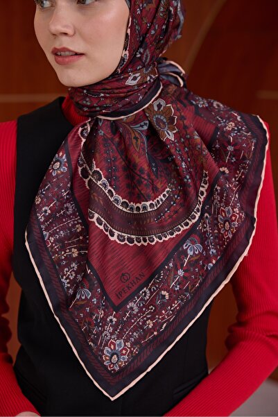 İpekhan Winter Bloom Soft Scarf 1242 Red Borod