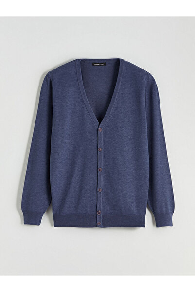 LC Waikiki MG TRENDEN Indigo Standard Mold V-Neck Men's Knit Cardigan