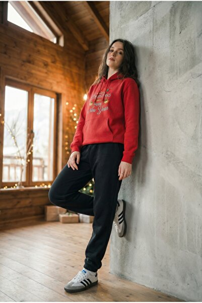 caddekombin طقم بدلة رياضية باللون الأحمر للجنسين لعام مطبوع من New Year Special