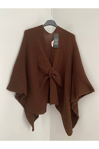AYASOFYA OTANTIK Women's Italian Brown Knitwear Poncho