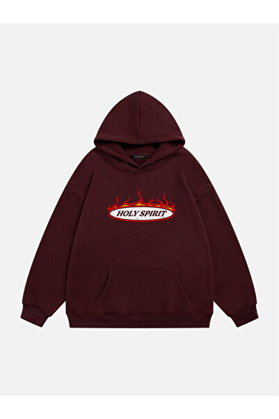 Mad&Calf Unisex Holy Spirit Printed Hooded Fleece Oversized Sweatshirt