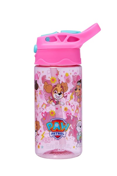 SMIGGLE Paw Patrol Junior 430 ml Plastic Flip Lid Water Bottle – with Straw, ...