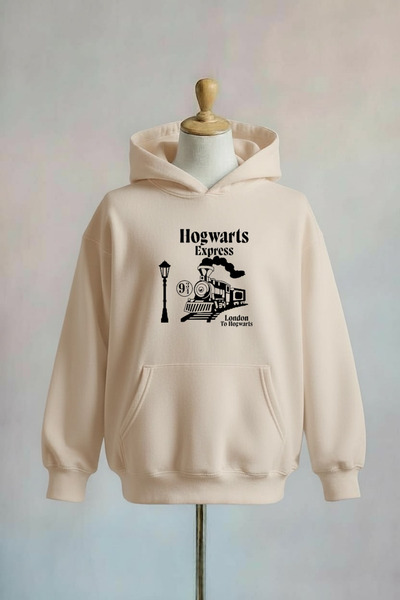 Vordevia هاري بوتر هوجورتس إكسبريس مطبوع سويت شيرت قطني بثلاثة خيوط O قصة فضفاضة