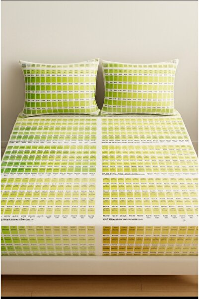 Home ملاءة سرير مزدوجة من القطن الساتان المطاطي مع غطاءين للوسائد (مطبوعة بال...