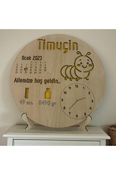 Pelince لوحة ولادة مخصصة باسم المولود الجديد |   هدية ولادة على شكل يرقة مع ح...