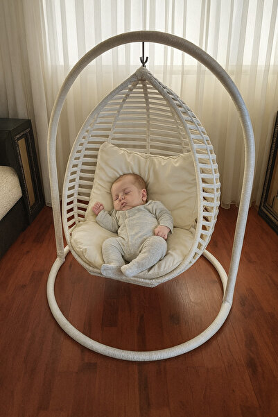 ECRİNART Armut Çocuk Salıncak Makrome İp Örgü Bahçe Balkon Ev Salıncağı