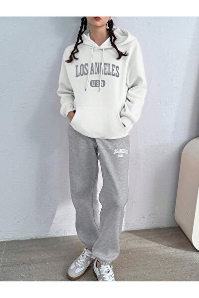 PENTHİLUS طقم رياضي للجنسين من لوس أنجلوس مطبوع 3 Thread K بغطاء رأس – هودي وسروال جوجر