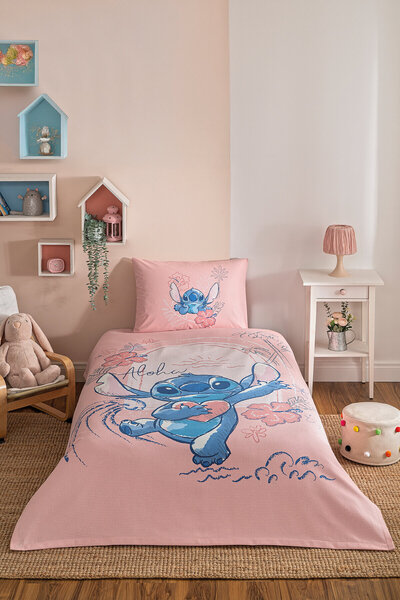 Özdilek Özdilek Stitch Aloha Μονό Παιδικό Σετ Πικέ με άδεια Disney