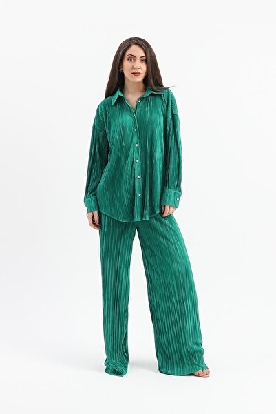 VELİZADE Konfor Model Piliseli Wide Leg Uzun Kollu Abiye Görünümlü Rahat Göml...