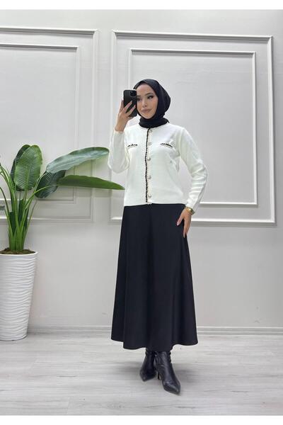 moda acar Short Buttoned Knit Cardigan