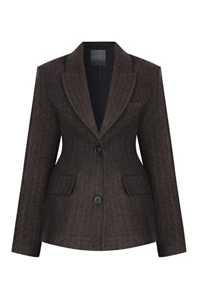 Lavanta Tekstil Double-Breasted Lapel Wool Blazer Jacket