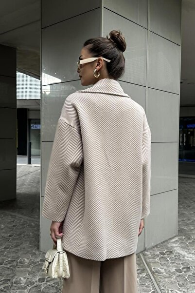 Lavanta Tekstil Houndstooth Oversize Coat