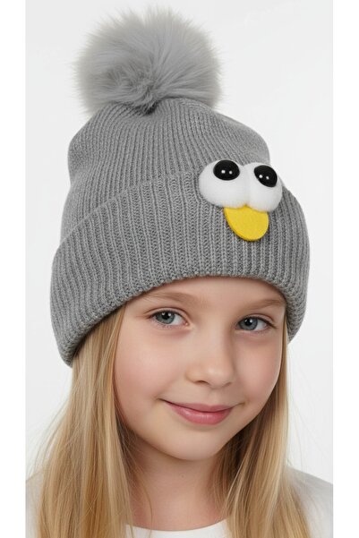 gigigiyim Eye Emoji Patterned Pompom Knitted Unisex Beanie