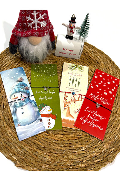 FIERA JEWELRY 4-Piece Adjustable Rope Bracelet with New Year's Card