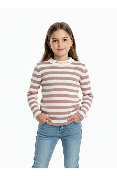 KidsMagazin Pulover roz cu dungi albe