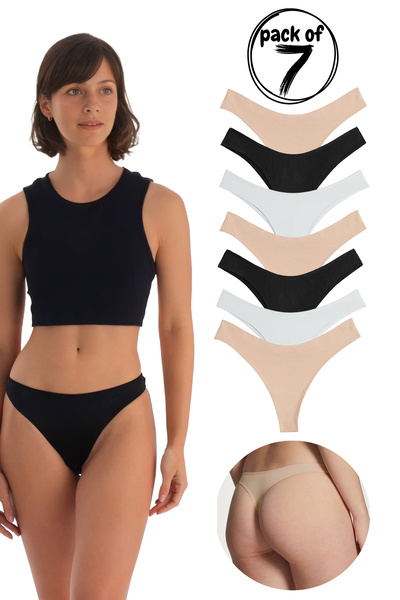 Yohannes Club Women'S, Cotton Basic Thong String Panties, 7-Pack, Classic Colorful Thong Set