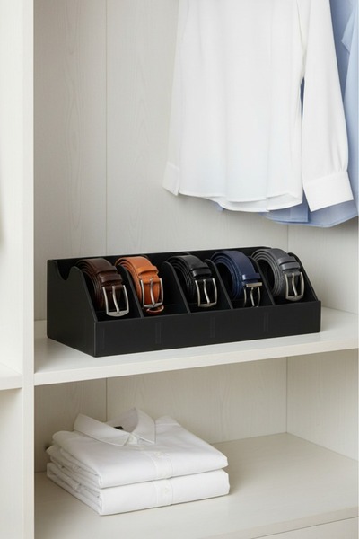 TİNEKE HOME 5 Compartments Belt Socks Jewelry Makeup Organizer Inside Closet Belt Organizer Organizer White