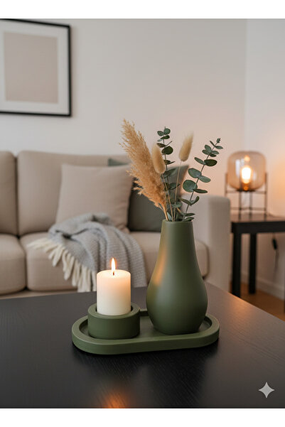 TACTIC Decorative Set of 3 - Minimal Vase and Candle Holder Set |   Stylish Home and Office Decoration Product