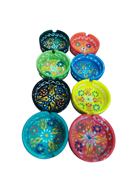 e-meta Dekoratif Hediyelik El Yapımı Çini Küllük - 8 cm (İznik Çini Desenli)