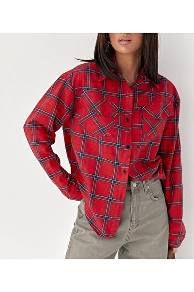 Lavanta Tekstil Red Plaid Patterned Shirt