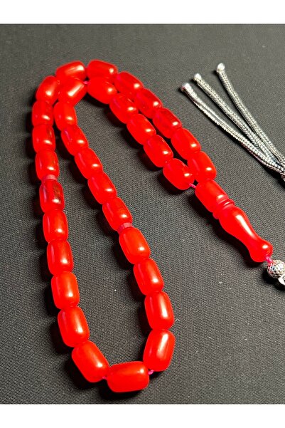 Erbab i Kehribar Design Fire Amber Prayer Beads-Silver Tassel Design