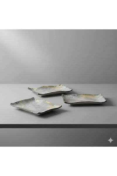 Külsan 3-piece marble-effect melamine serving dish set, 27 cm