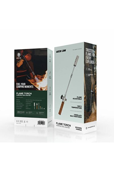 Green Lion Flame Torch Camping Gas Lighter with Adjustable Flame, Piezo Ignition & Vented Nozzle