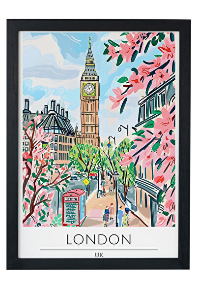 gxe.art Διακοσμητικός πίνακας τοίχου με ξύλινο πλαίσιο ΛΟΝΔΙΝΟ Η.Β.