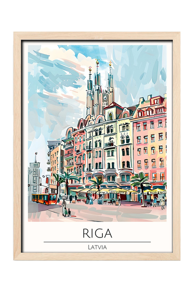 gxe.art RIGA LATVIA Pictură decorativă de perete cu rama din lemn